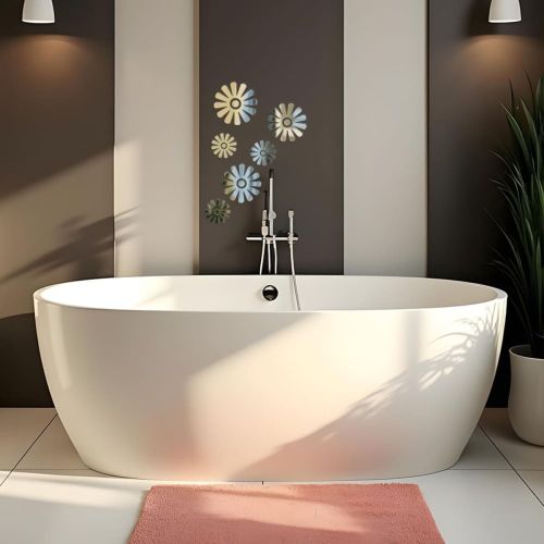 Зеркальный декор акриловый самоклеющийся Цветы серебро, 6шт (D) SW-00002519