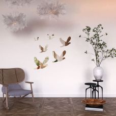 Зеркальный декор акриловый самоклеющийся Птицы серебро, 6шт (D) SW-00002520