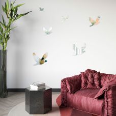 Зеркальный декор акриловый самоклеющийся Птицы серебро, 6шт (D) SW-00002520