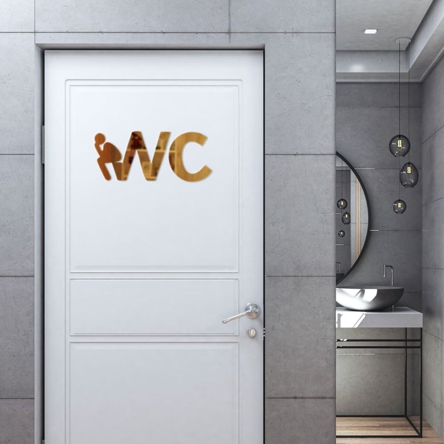 Зеркальный декор акриловый самоклеющийся WC золото, 3шт (D) SW-00002525