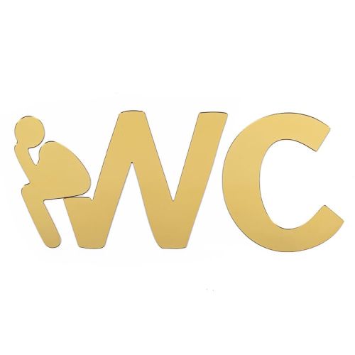 Зеркальный декор акриловый самоклеющийся WC золото, 3шт (D) SW-00002525