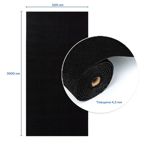 Самоклеящаяся плитка под ковролин в рулоне чёрный 600*3000мм SW-00002588