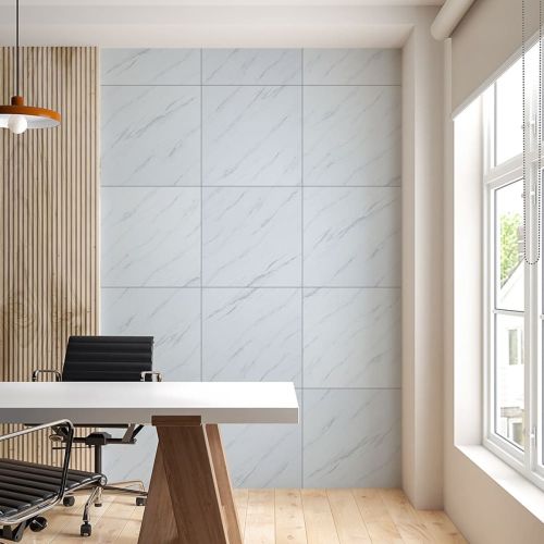 Декоративная ПВХ плита греческий белый мрамор 600*600*3mm (S) SW-00001623