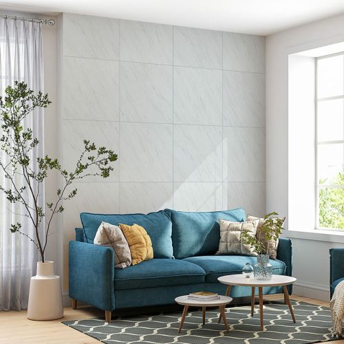 Декоративная ПВХ плита 600х600х3мм Белый мрамор (S) SW-00001620