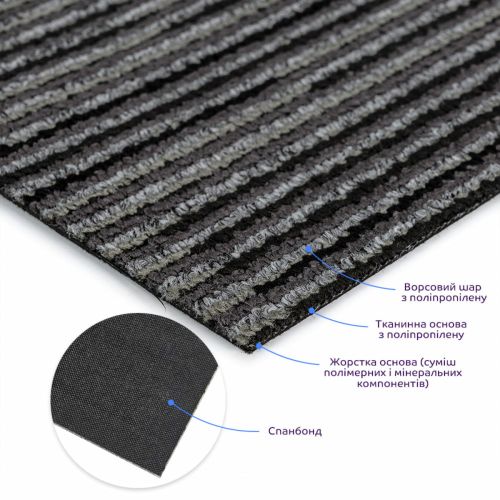 Плитка под ковролин без клеевого слоя 500х500х4мм Чёрно-серый SW-00002713