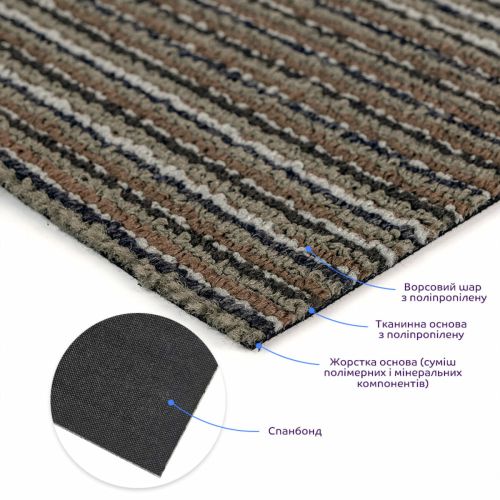 Плитка под ковролин без клеевого слоя 500х500х4мм Коричнево-серый SW-00002714