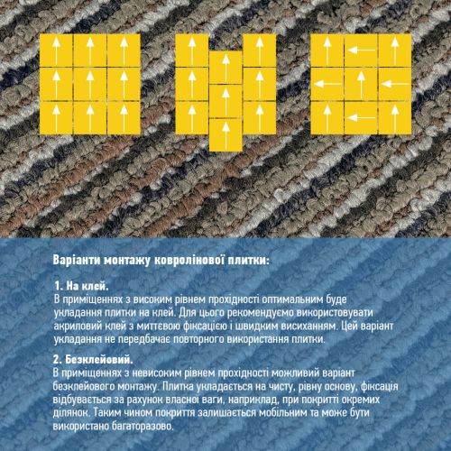 Плитка под ковролин без клеевого слоя 500х500х4мм Коричнево-серый SW-00002714