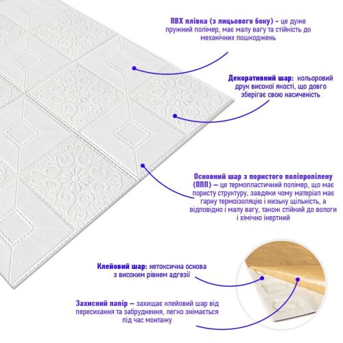 Панель декоративная 3D самоклеящаяся в рулоне, 280x70 см, вспененный полипропилен, фигуры, звукоизоляция