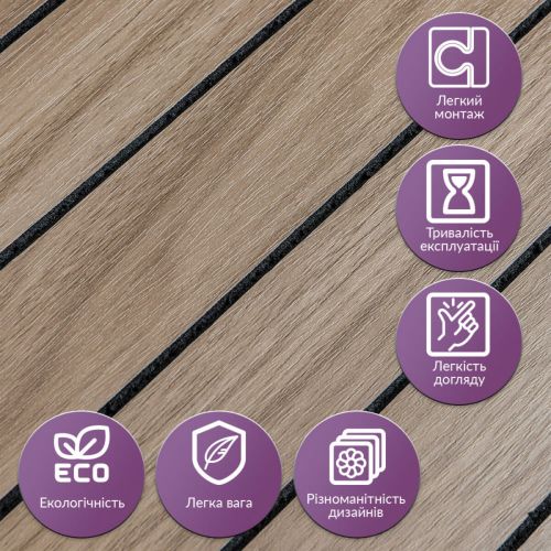 Покрытие виниловое самоклеющееся 3D Рейки в рулоне Тик Ореховый 600х2900х3мм SW-00002906