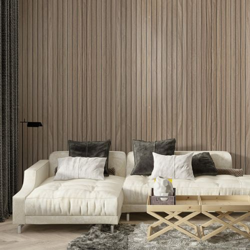 Покрытие виниловое самоклеющееся 3D Рейки в рулоне Тик Ореховый 600х2900х3мм SW-00002906