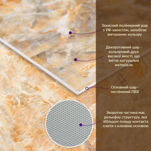 Декоративная ПВХ плита 600х600х3мм Оникс (S) SW-00001621