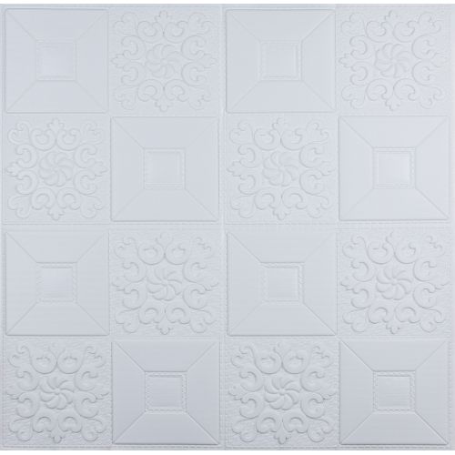 Самоклеющаяся 3D панель 3D Loft HP-HC01-3	Белая орнамент 700x700x3мм