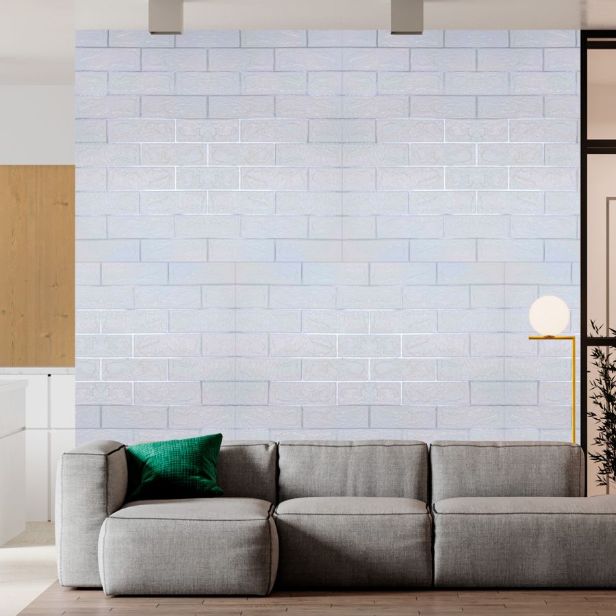 Самоклеющаяся декоративная 3D панель 3D Loft Os-BG01-3  Под белый матовый кирпич с серебром 700x770x3 мм