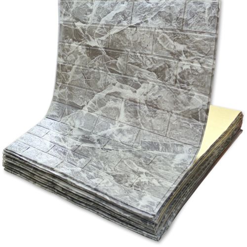 Самоклеющаяся декоративная 3D панель 3D Loft Под кирпич черный мрамор в рулоне 3080x700x3мм