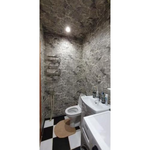 Самоклеющаяся декоративная 3D панель 3D Loft Под кирпич черный мрамор в рулоне 3080x700x3мм