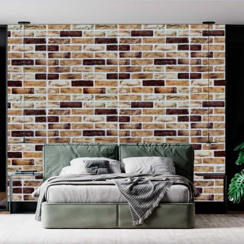 Самоклеющаяся декоративная 3D панель кирпич песочный клинкер 700x700x5мм (415)