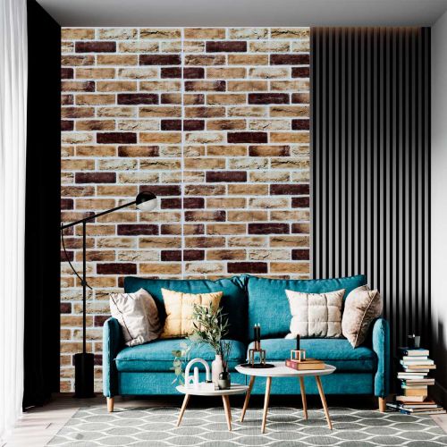 Самоклеющаяся декоративная 3D панель кирпич песочный клинкер 700x700x5мм (415)