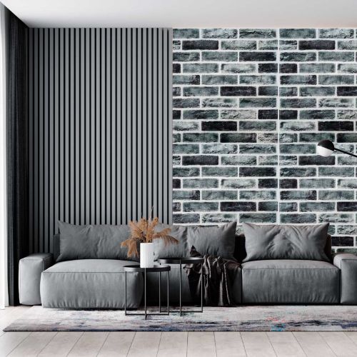 Самоклеющаяся декоративная 3D панель кирпич серо-синий клинкер 700x700x5мм (413)