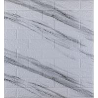 Самоклеющаяся декоративная 3D панель под кирпич белый мрамор 700х770х3мм