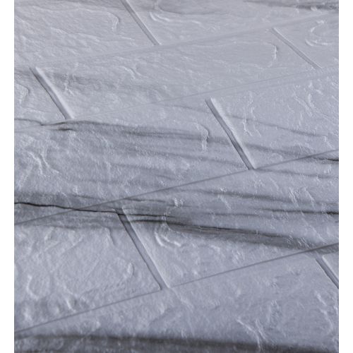 Самоклеющаяся декоративная 3D панель под кирпич белый мрамор 700x770x3мм