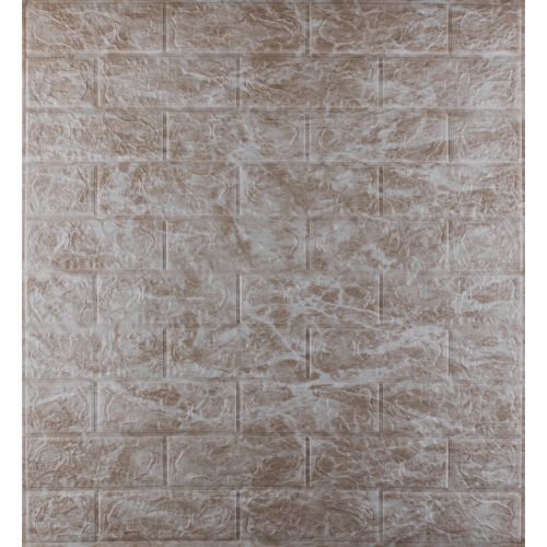 Самоклеющаяся декоративная 3D панель под кирпич мрамор капучино 700x770x3мм
