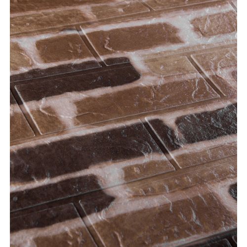 Самоклеющаяся декоративная 3D панель под коричневый екатеринославский кирпич 700x770x3мм (346-3)