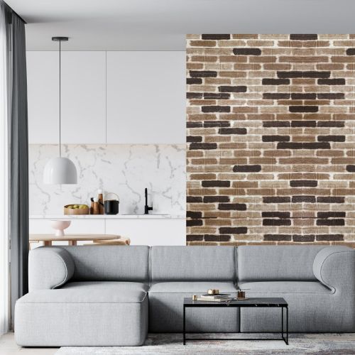 Самоклеющаяся декоративная 3D панель под коричневый екатеринославский кирпич 700x770x3мм (346-3)