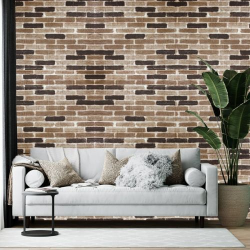 Самоклеющаяся декоративная 3D панель под коричневый екатеринославский кирпич 700x770x3мм (346-3)