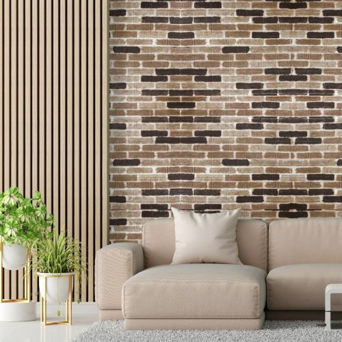 Самоклеющаяся декоративная 3D панель под коричневый екатеринославский кирпич 700x770x3мм (346-3)