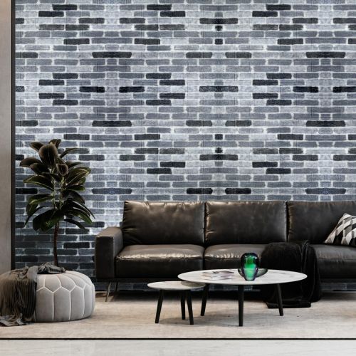 Самоклеющаяся декоративная 3D панель под серый екатеринославский кирпич 700x770x3мм (342-3)