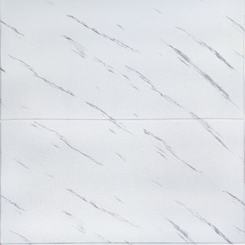 Самоклеющаяся декоративная 3D панель под плитку белый мрамор 700x700x4мм (364)
