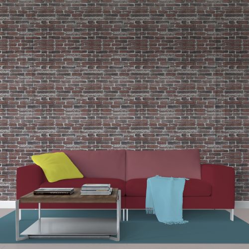 Самоклеющаяся декоративная 3D панель под красный екатеринославский кирпич в рулоне 3D Loft 3080x700x3мм