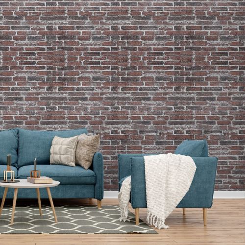 Самоклеющаяся декоративная 3D панель под красный екатеринославский кирпич в рулоне 3D Loft 3080x700x3мм