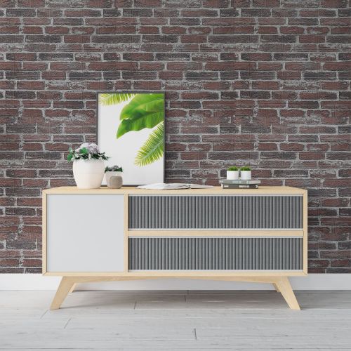 Самоклеющаяся декоративная 3D панель под красный екатеринославский кирпич в рулоне 3D Loft 3080x700x3мм