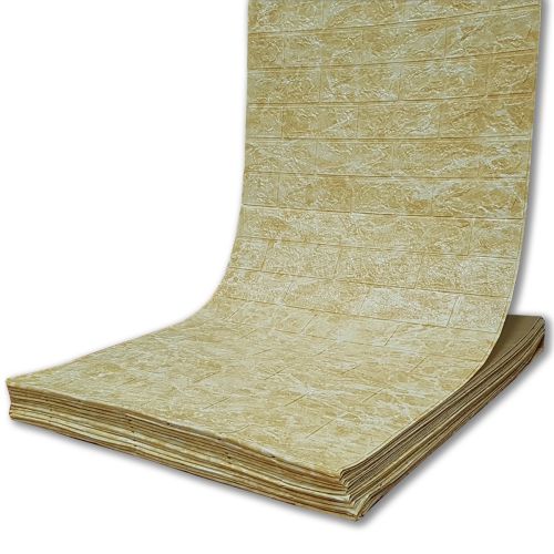 Самоклеющаяся декоративная 3D панель под кирпич бежевый мрамор в рулоне 3D Loft 3080x700x3мм