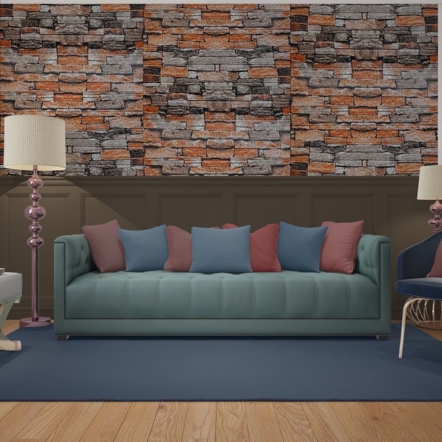 Самоклеющаяся декоративная 3D панель под кирпич песчаник в рулоне 3D Loft 3080x700x3мм