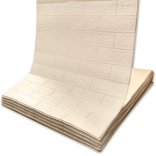 Самоклеющаяся декоративная 3D панель под кирпич цвета слоновой кости в рулоне 3D Loft 3080x700x3 мм