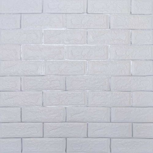Самоклеющаяся декоративная 3D панель под белый матовый кирпич с серебром 3D Loft 700x770x5 мм