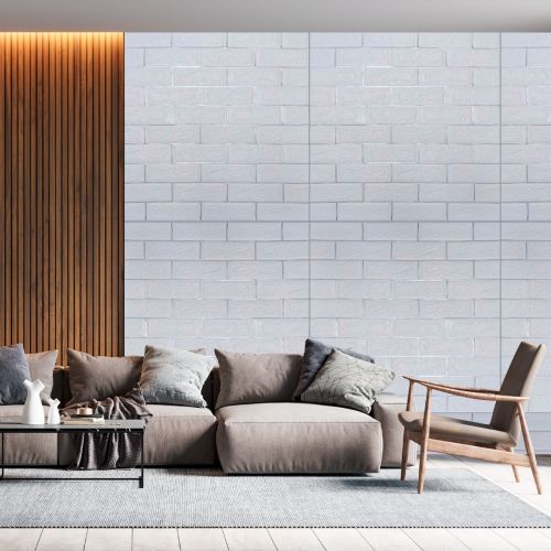 Самоклеющаяся декоративная 3D панель под белый матовый кирпич с серебром 3D Loft 700x770x5 мм
