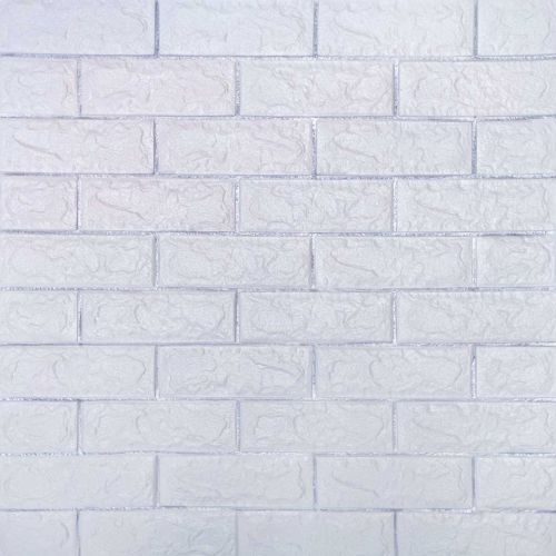 Самоклеющаяся декоративная 3D панель под белый матовый кирпич с серебром 3D Loft 700x770x7 мм