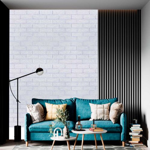 Самоклеющаяся декоративная 3D панель под белый матовый кирпич с серебром 3D Loft 700x770x7 мм