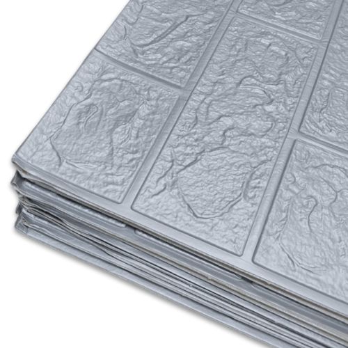 Самоклеющаяся декоративная 3D панель под кирпич серебро в рулоне 20 м 3D Loft 20000x700x3мм