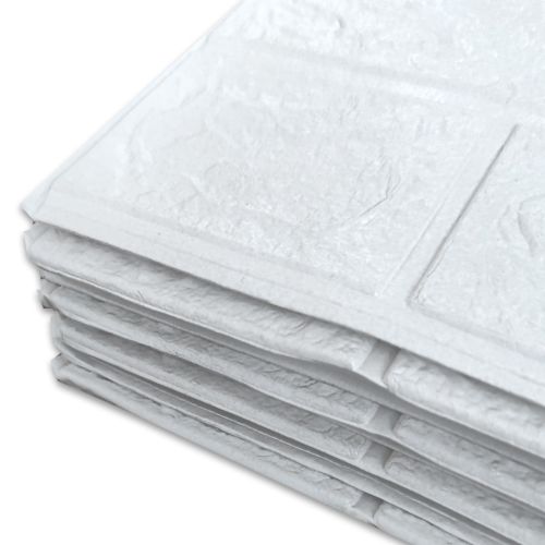 Самоклеющаяся декоративная 3D панель под белый матовый кирпич в рулоне 20 м 3D Loft 20000x700x3 мм