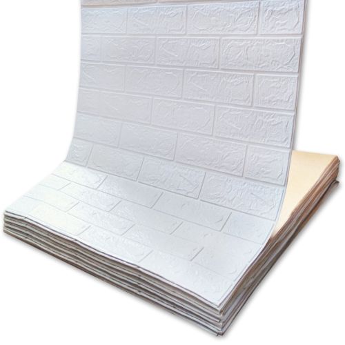 Самоклеющаяся декоративная 3D панель под белый матовый кирпич в рулоне 20 м 3D Loft 20000x700x3 мм