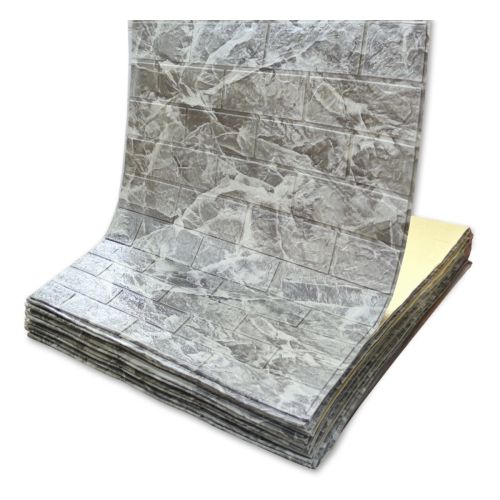 Самоклеющаяся декоративная 3D панель под кирпич черный мрамор в рулоне 20 м 20000x700x3мм