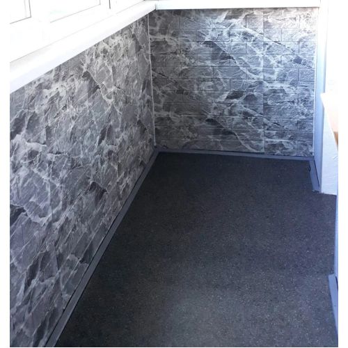 Самоклеющаяся декоративная 3D панель под кирпич черный мрамор в рулоне 20 м 20000x700x3мм