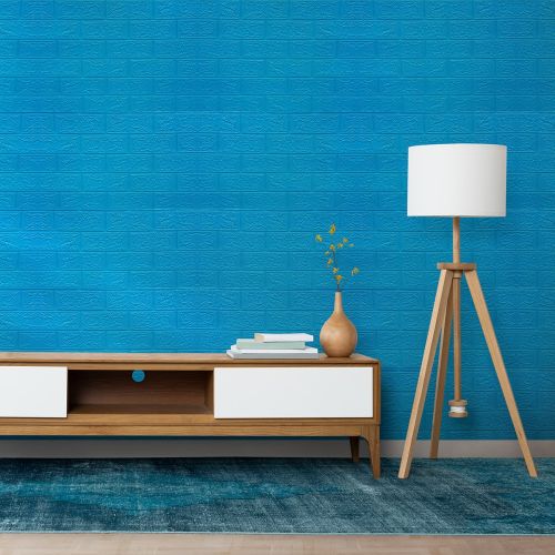 Самоклеющаяся декоративная 3D панель под синий кирпич в рулоне 20 м 20000x700x3мм