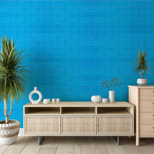 Самоклеющаяся декоративная 3D панель под синий кирпич в рулоне 20 м 20000x700x3мм