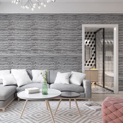 Самоклеющаяся декоративная 3D панель под дерево цвета зебры в рулоне 2800x700x3мм