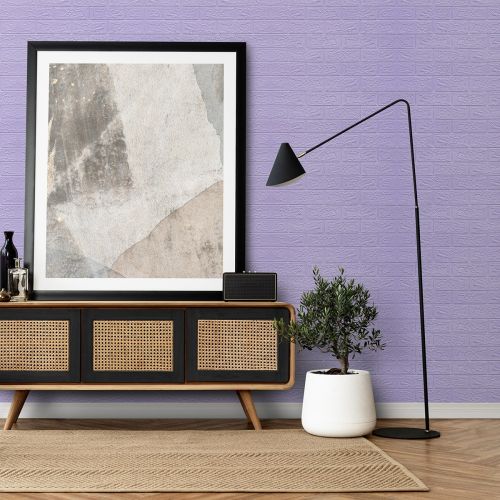 Самоклеющаяся декоративная 3D панель под светло-фиолетовый кирпич в рулоне 20 м 20000x700x3мм